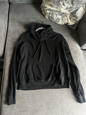 Black Cowl Neck Pullover Hoodie